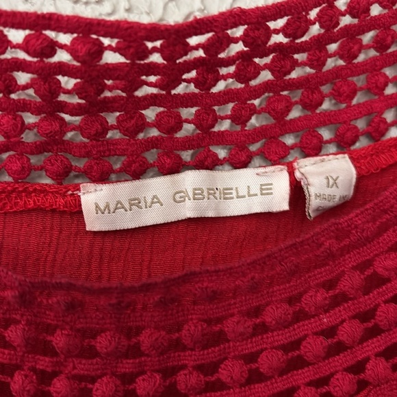 Women’s Plus Marie Gabrielle Red Top, 1X - Picture 3 of 7